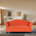 Camel Back Ornage Velvet Sofa For Living Room, Modern 3 Seater Sofas Couches For Bedroom, Office, And Apartment With Solid Wood Frame Orange Wood Foam Velvet