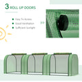 10' X 3' X 2.5' Mini Greenhouse, Portable Tunnel Green House With Roll Up Zippered Doors, Uv Waterproof Cover, Steel Frame, Green Green Polyethylene