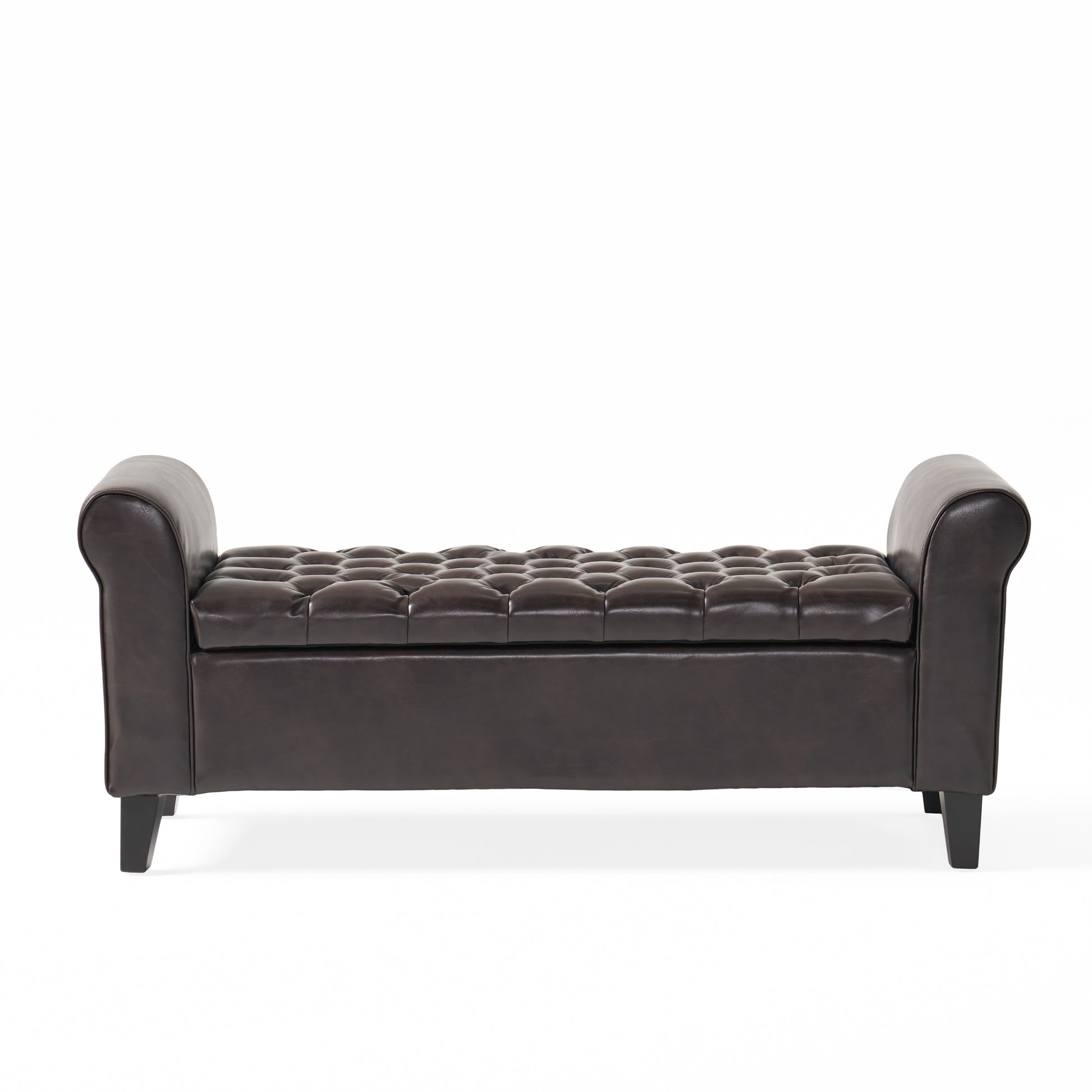 Hayes Armed Storage Bench Brown Pu