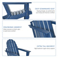 Folding Adirondack Chair, Faux Wood Patio & Fire Pit Chair, Weather Resistant Hdpe For Deck, Outside Garden, Porch, Backyard, Blue Blue Hdpe