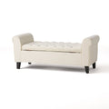 Hayes Armed Storage Bench Ivory Velvet