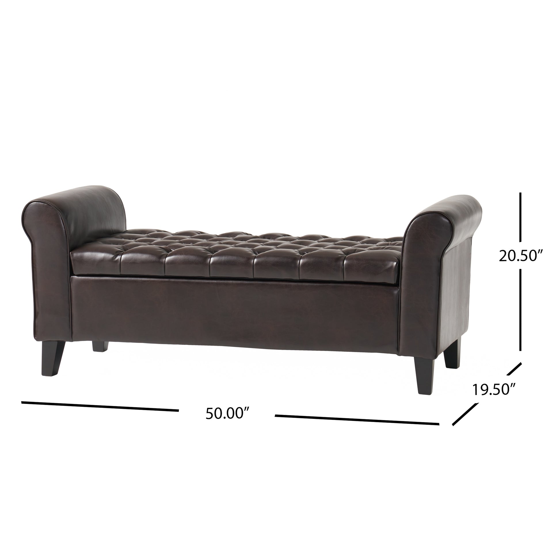 Hayes Armed Storage Bench Brown Pu