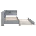 Wooden Twin Size Daybed With Twin Size Trundle, Daybed With Storage Shelf And Usb Charging Ports,Grey Twin Grey Wood