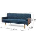 Aidan Mid Century Modern Tufted Fabric Sofa Navy Blue Fabric