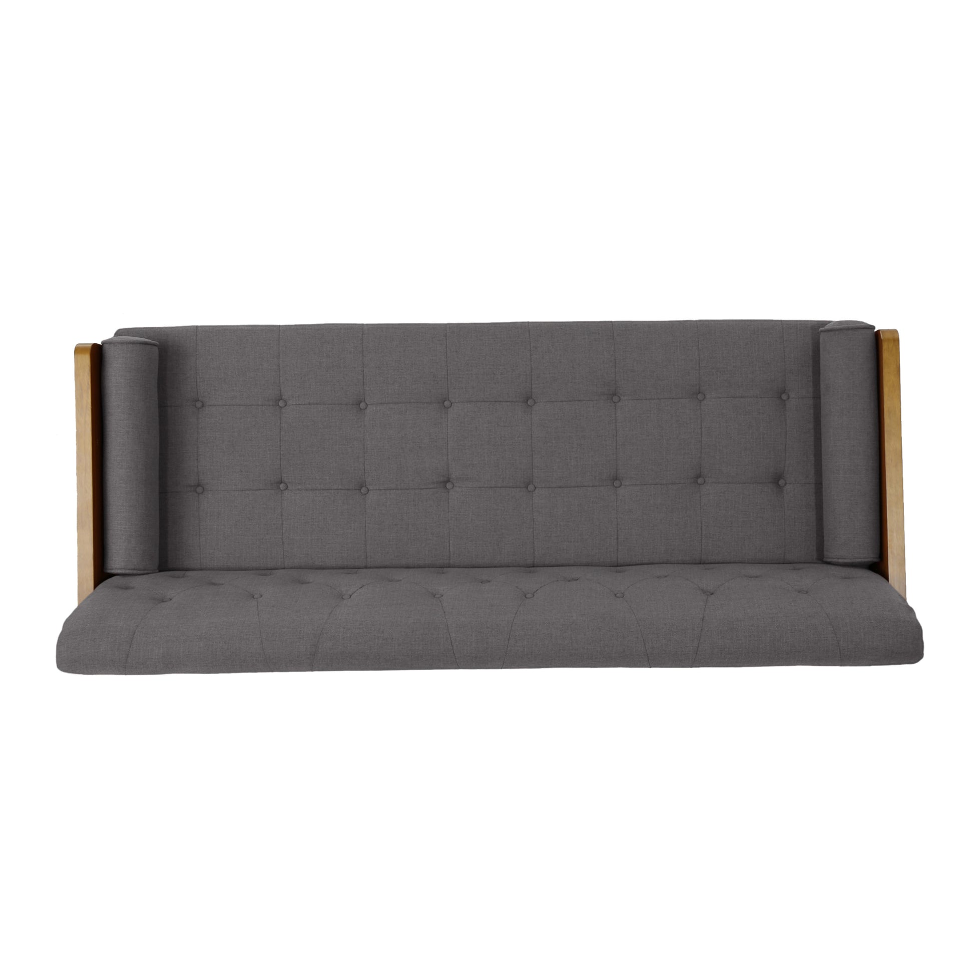 Aidan Mid Century Modern Tufted Fabric Sofa Grey Fabric