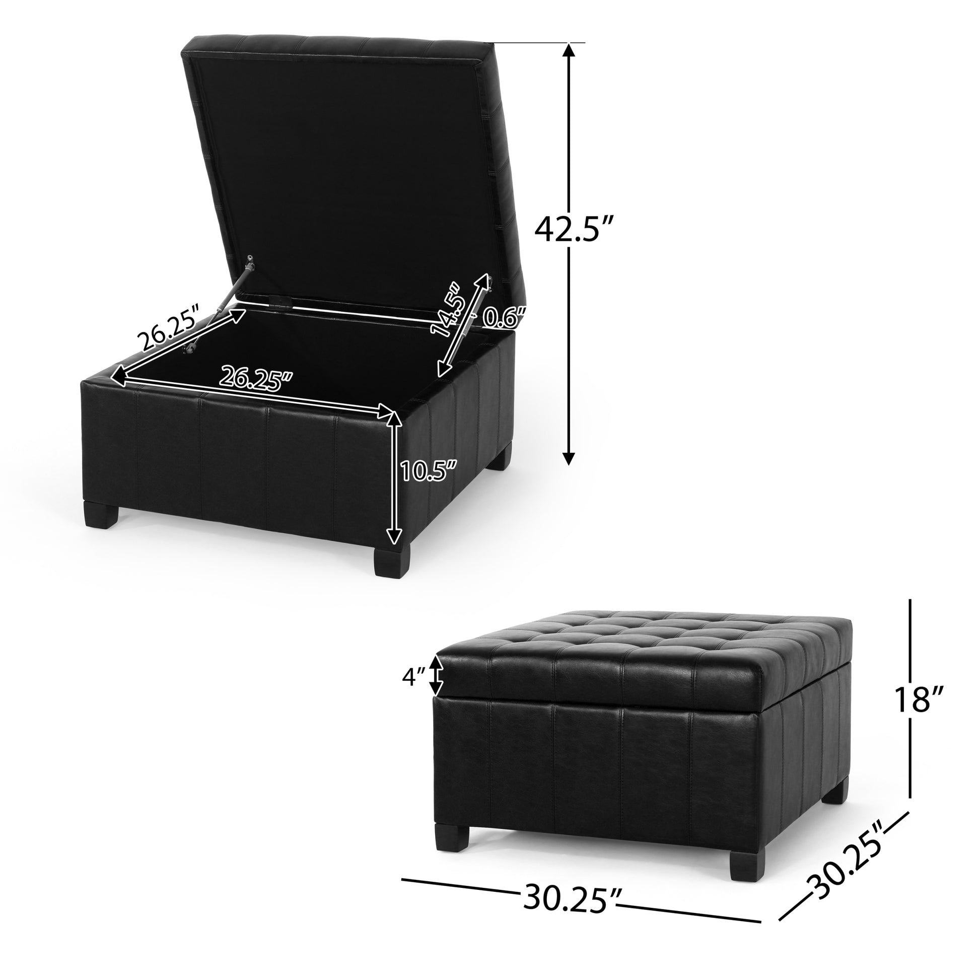 Isabella Ottoman Black Pu