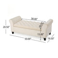 Hayes Armed Storage Bench Ivory Velvet