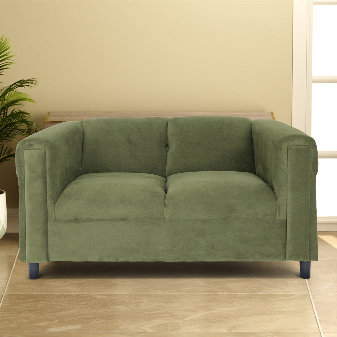 Green Suede Loveseat Sofa For Living Room, Modern D Cor Beautiful Seat Mini Small Couches For Small Spaces And Bedroom With Solid Wood Frame Green Wood Foam Suede