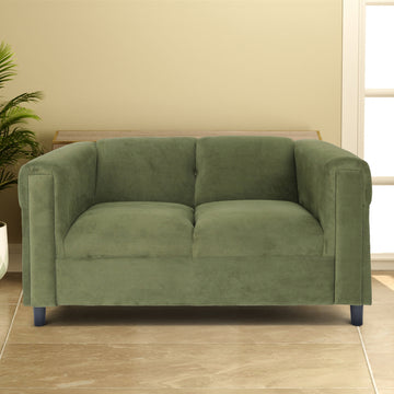 Green Suede Loveseat Sofa For Living Room, Modern D Cor Beautiful Seat Mini Small Couches For Small Spaces And Bedroom With Solid Wood Frame Green Wood Foam Suede