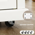 Rolling Kitchen Island Cart, Portable Serving Trolley Table With Drawer, Adjustable Shelf And 2 Towel Racks, Cream White Cream White Mdf