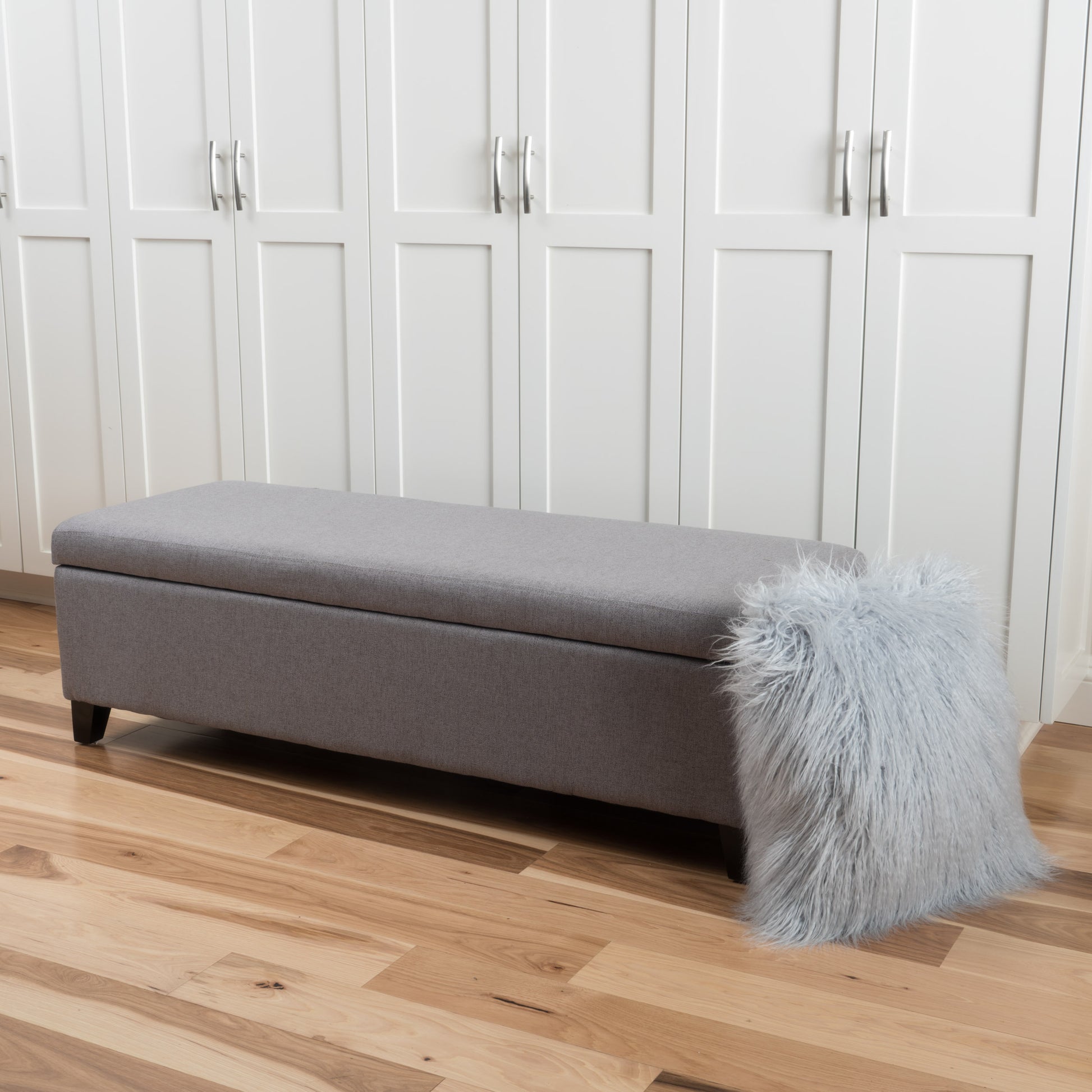 Selma Storage Ottoman V2 Light Grey Fabric