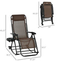 Outdoor Rocking Chairs, Foldable Reclining Zero Gravity Lounge Rocker W Pillow, Cup & Phone Holder, Combo Design W Folding Legs, Brown Brown Steel