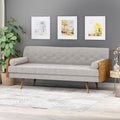 Aidan Mid Century Modern Tufted Fabric Sofa Beige Fabric