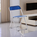 Blue Clear Transparent Folding Chair Chair Pc Plastic Living Room Seat Blue Steel