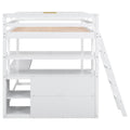 Full Size Loft Bed With Desk And Shelves,Two Built In Drawers,White Old Sku: Sm000416Aak Box Spring Not Required Full White Wood Bedroom Pine