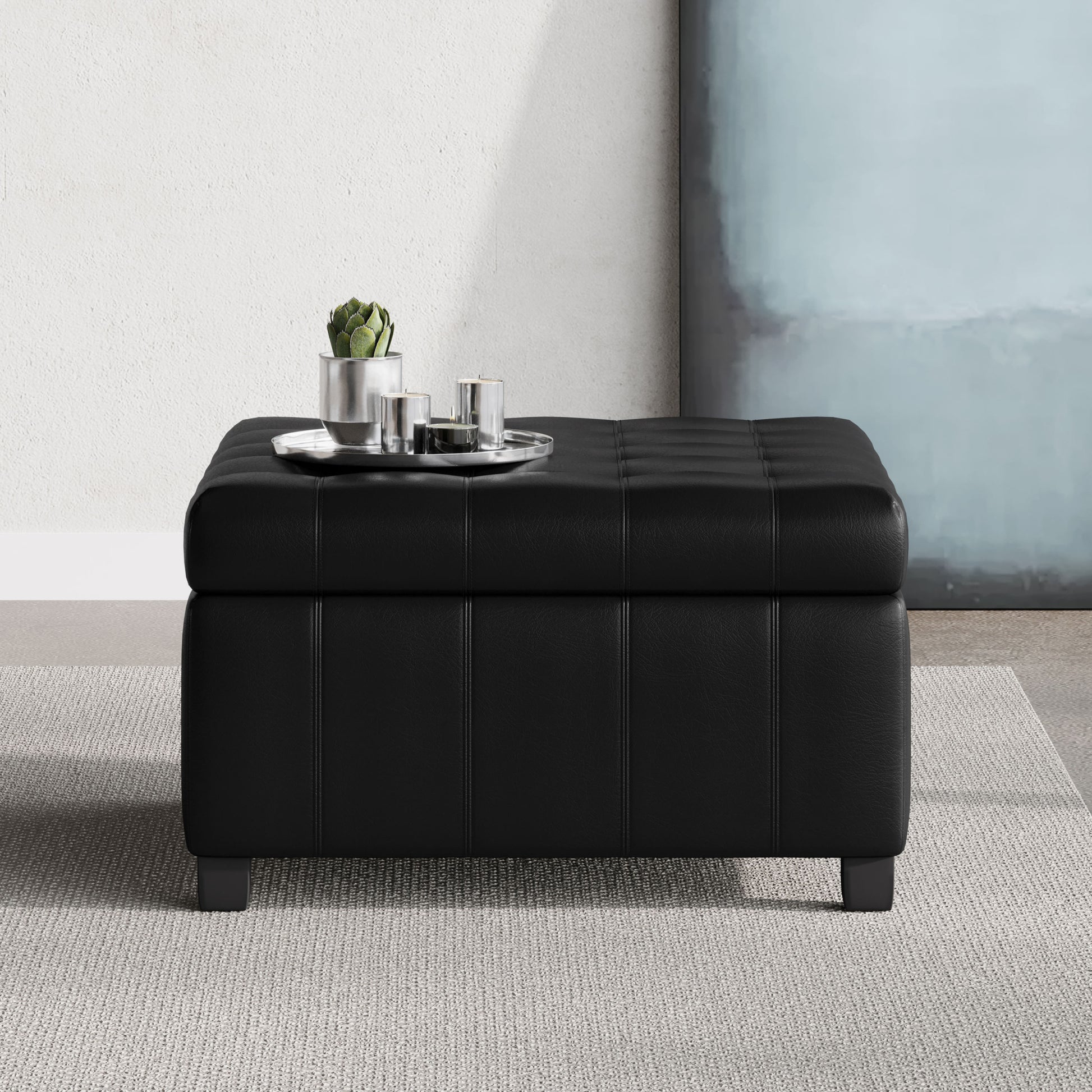 Isabella Ottoman Black Pu