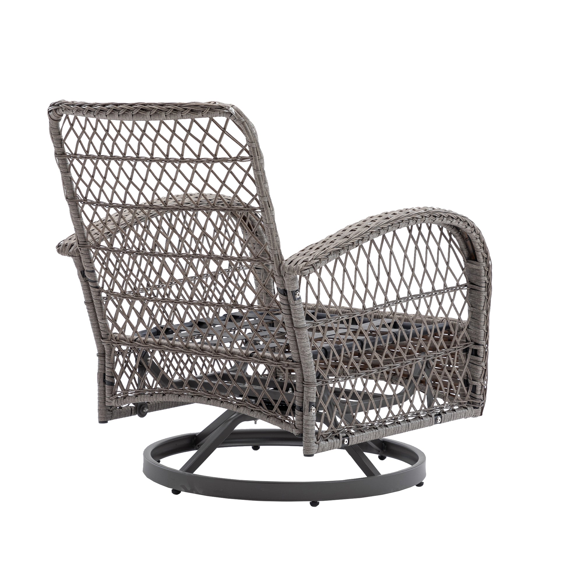 3 Pieces Outdoor Swivel Rocker Patio Chairs, 360 Degree Rocking Patio Conversation Set With Thickened Cushions And Glass Coffee Table For Backyard, Navy Blue Navy Blue Steel