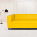 Yellow Faux Leather Sofa, Modern 3 Seater Sofas Couches For Living Room, Bedroom, Office, And Apartment With Solid Wood Frame Yellow Wood Foam Vinyl