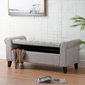 Hayes Armed Storage Bench Light Grey Fabric