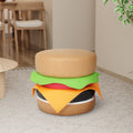 Multi Color Faux Leather Cheeseburger Ottoman, Modern Round Ottoman For Living Room, Bedroom And Apartment With Solid Wood Frame Multi Wood Foam Vinyl