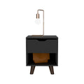 Nightstand Carleen, Bedroom, Black Black Particle Board Engineered Wood