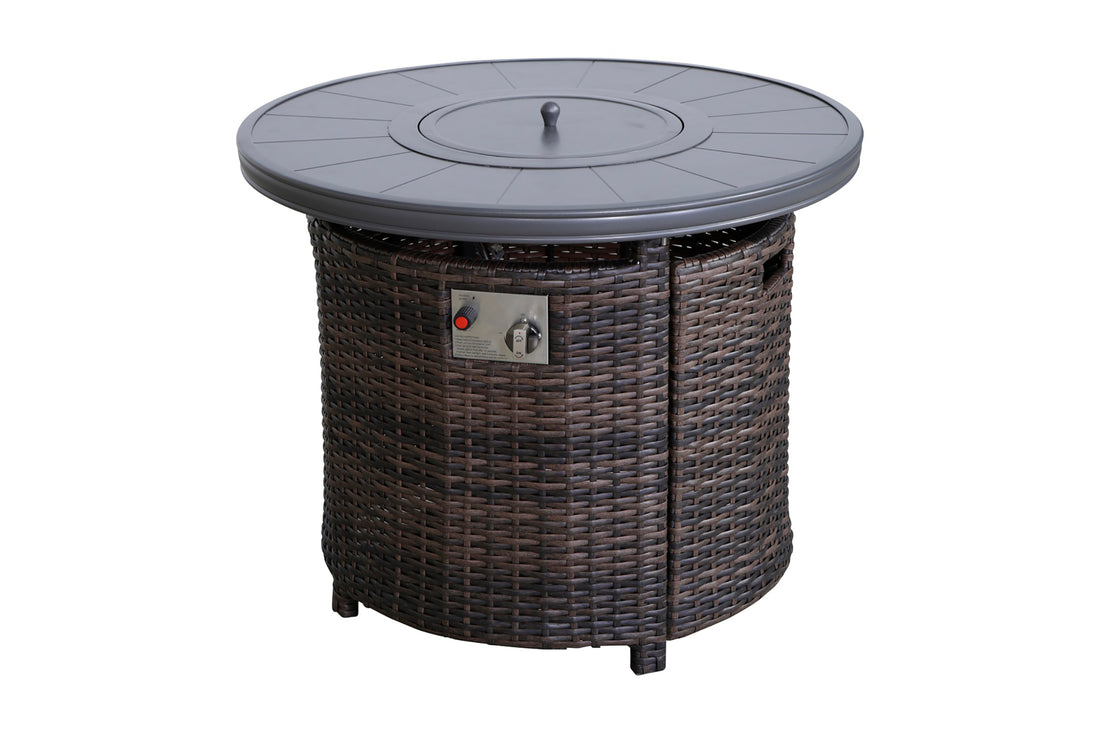 25" H X 32" W Aluminum Outdoor Fire Pit Table With Lid Espresso Espresso Modern Aluminium