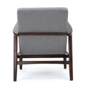 Mid Century Modern Fabric Club Chair With Wood Frame, Grey And Dark Espresso Grey Fabric