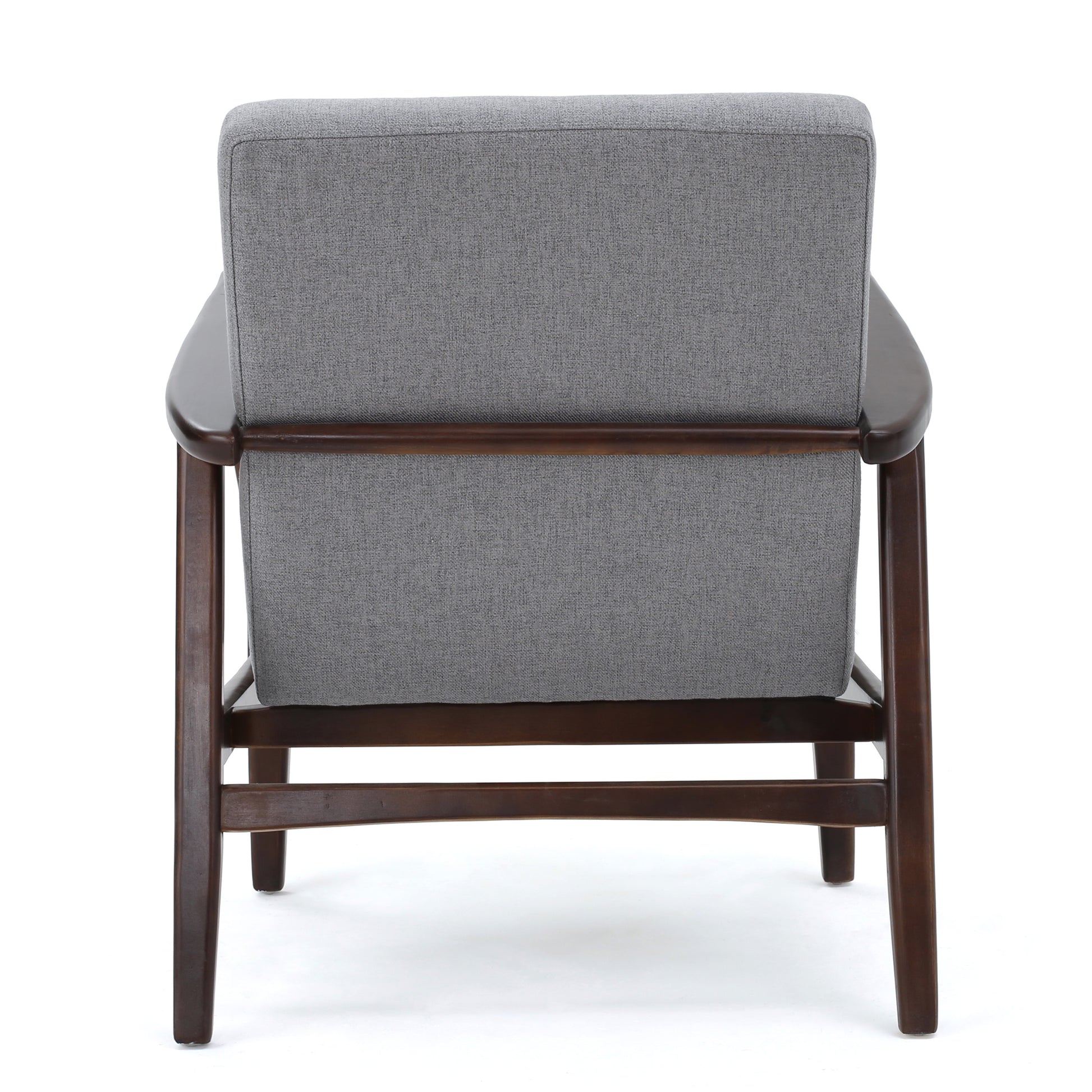 Mid Century Modern Fabric Club Chair With Wood Frame, Grey And Dark Espresso Grey Fabric