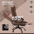 Executive Massage Office Chair With 6 Vibration Points, Microfiber Computer Desk Chair, Heated Reclining Chair With Footrest, Armrest, Double Padding, Brown Brown Polyester