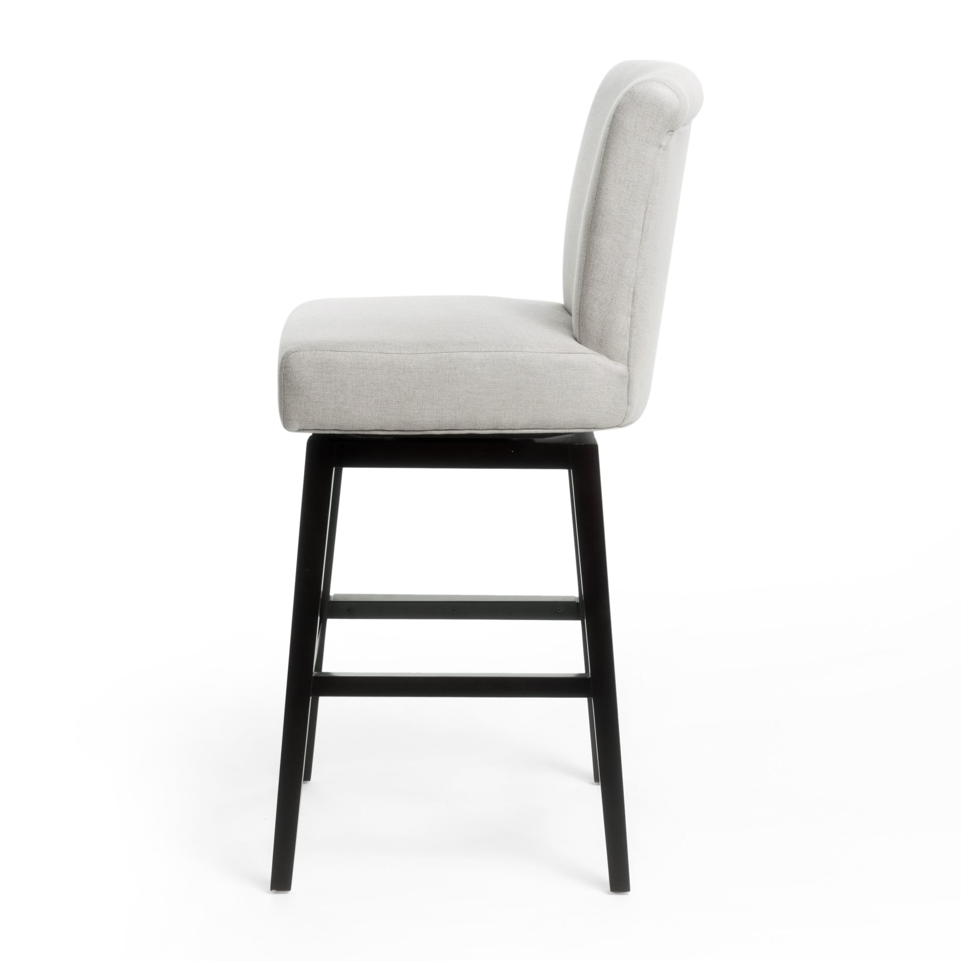 Swivel Counter Stool Beige Black Fabric