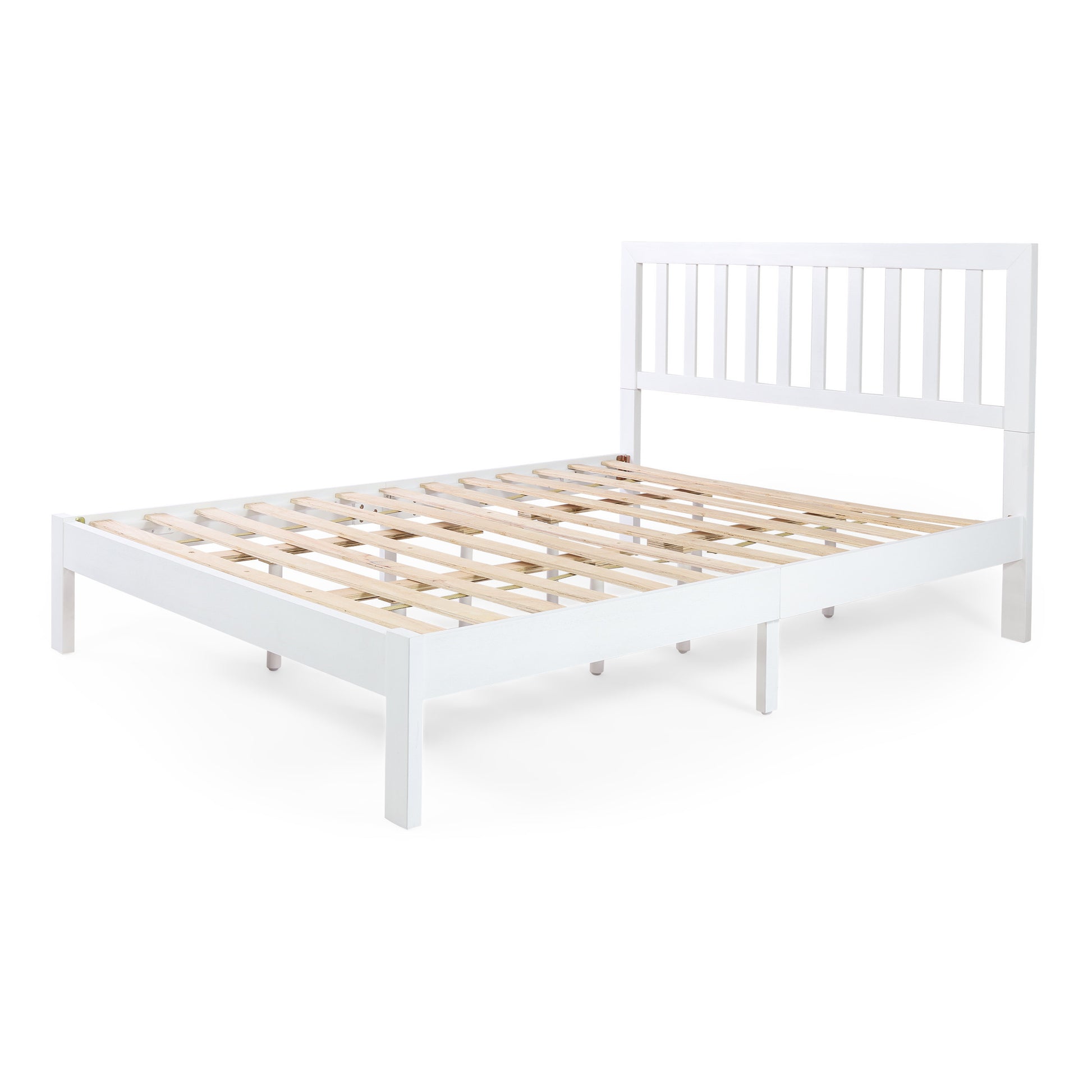 Queen Bed White Acacia Wood