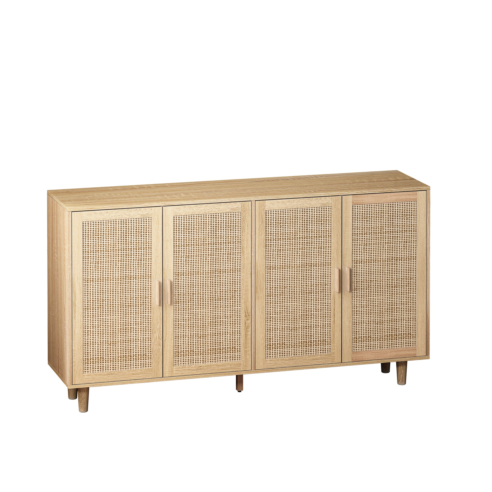 62.20"Elegant And Functional 4 Door Rattan Decorative Storage Cabinet,For Bedroom,Living Room,Office,Easy Assembly Same Sku:W757P190066 Natural Particle Board