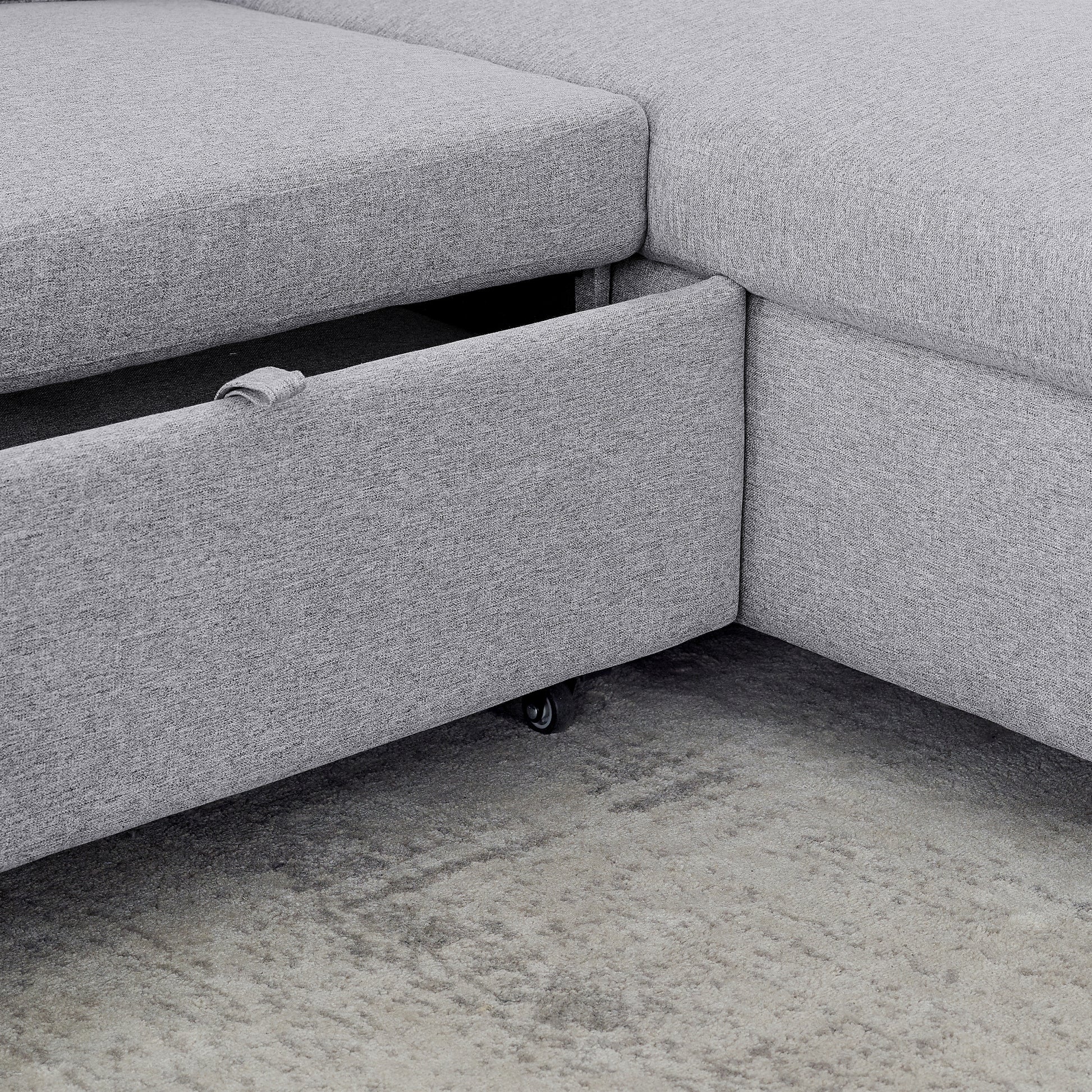 Fx 78.8" Reversible Sleeper Combo Sofa With Pullout Bed, Comfortable Linen L Shaped Combo Sofa Sofa Bed, Living Room Furniture Sets For Tight Spaces Light Gray Linen Wood Primary Living Space Foam Fabric 3 Seat