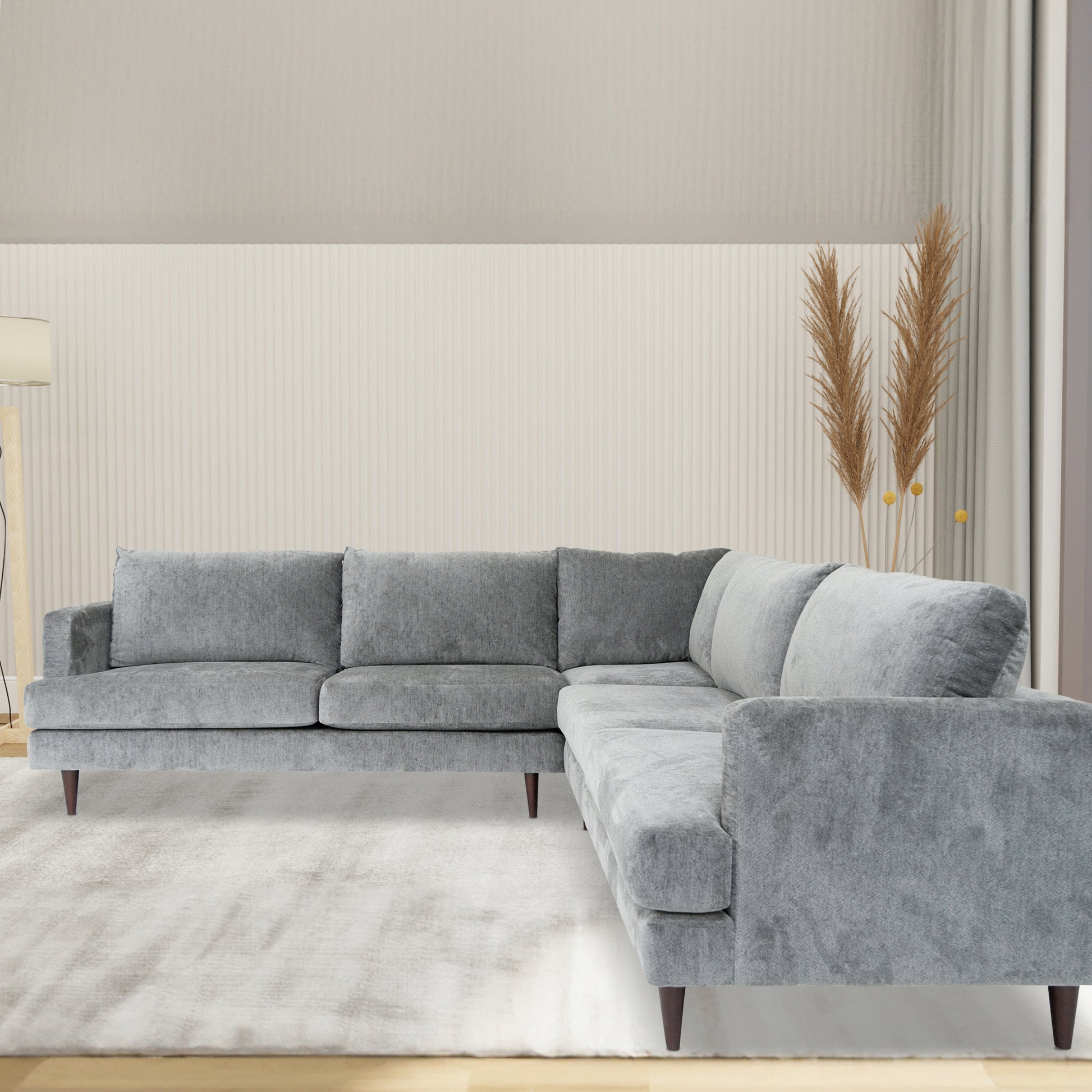 L Shaped Sectional Sofas For Living Room, Modern Sectional Couches For Bedrooms, Apartment With Solid Wood Frame Velvet, Silver Silver Wood Foam Velvet