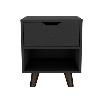 Nightstand Carleen, Bedroom, Black Black Particle Board Engineered Wood