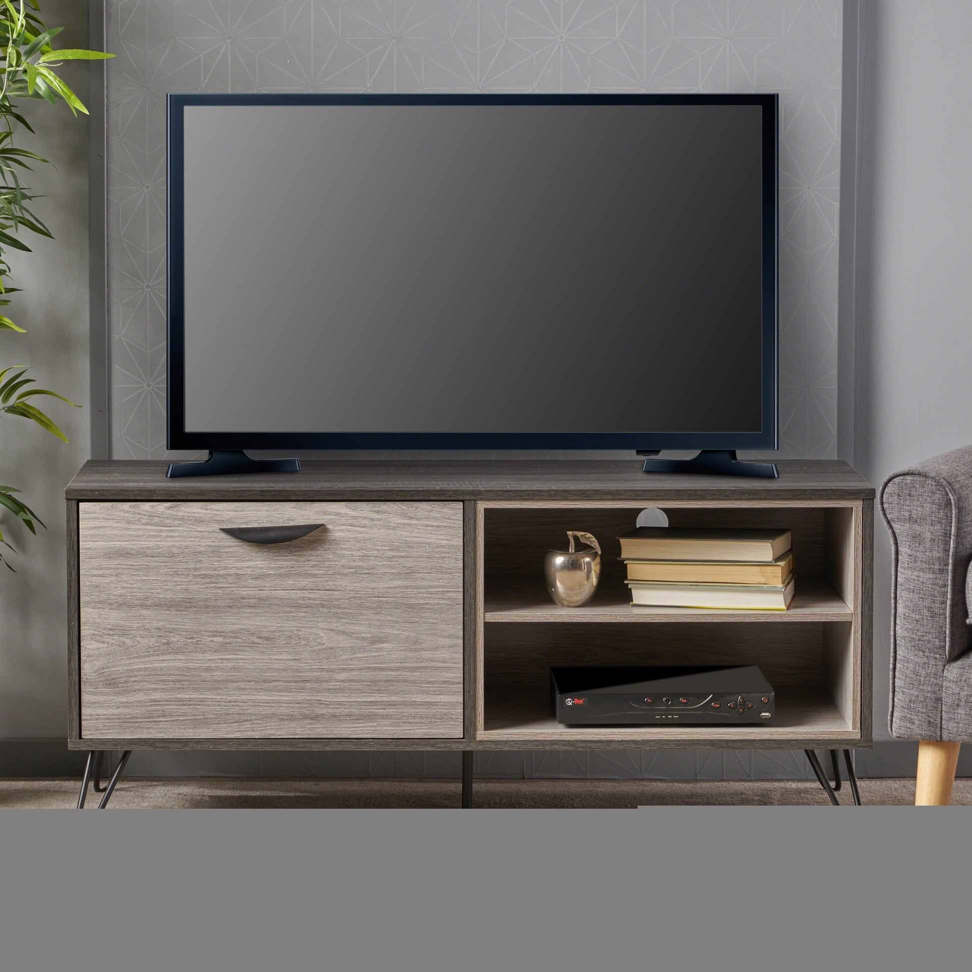 Tv Cabinet Grey 39 Inches Or Less Particle Board