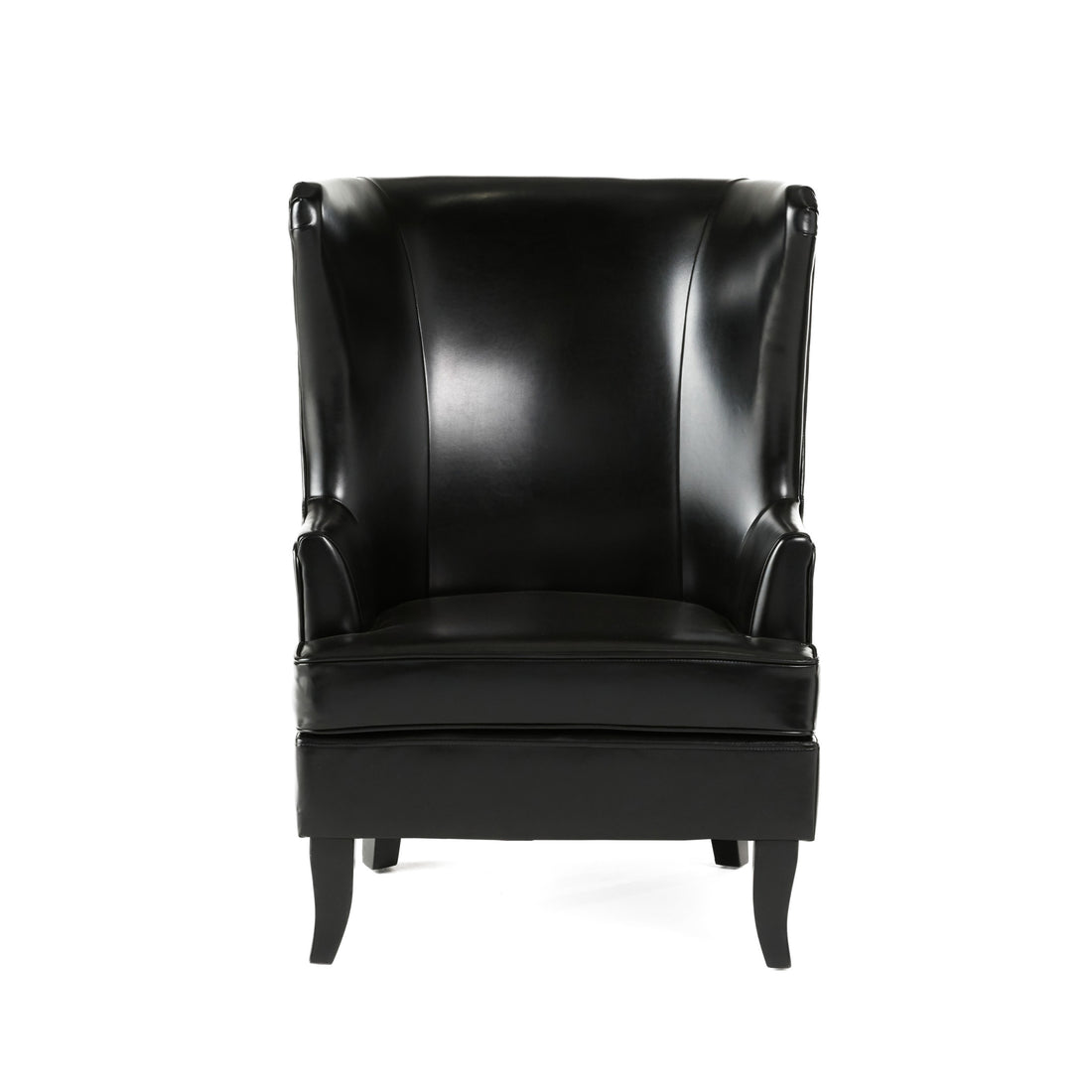 Canterbury Hi Back Wing Chair Black Leather