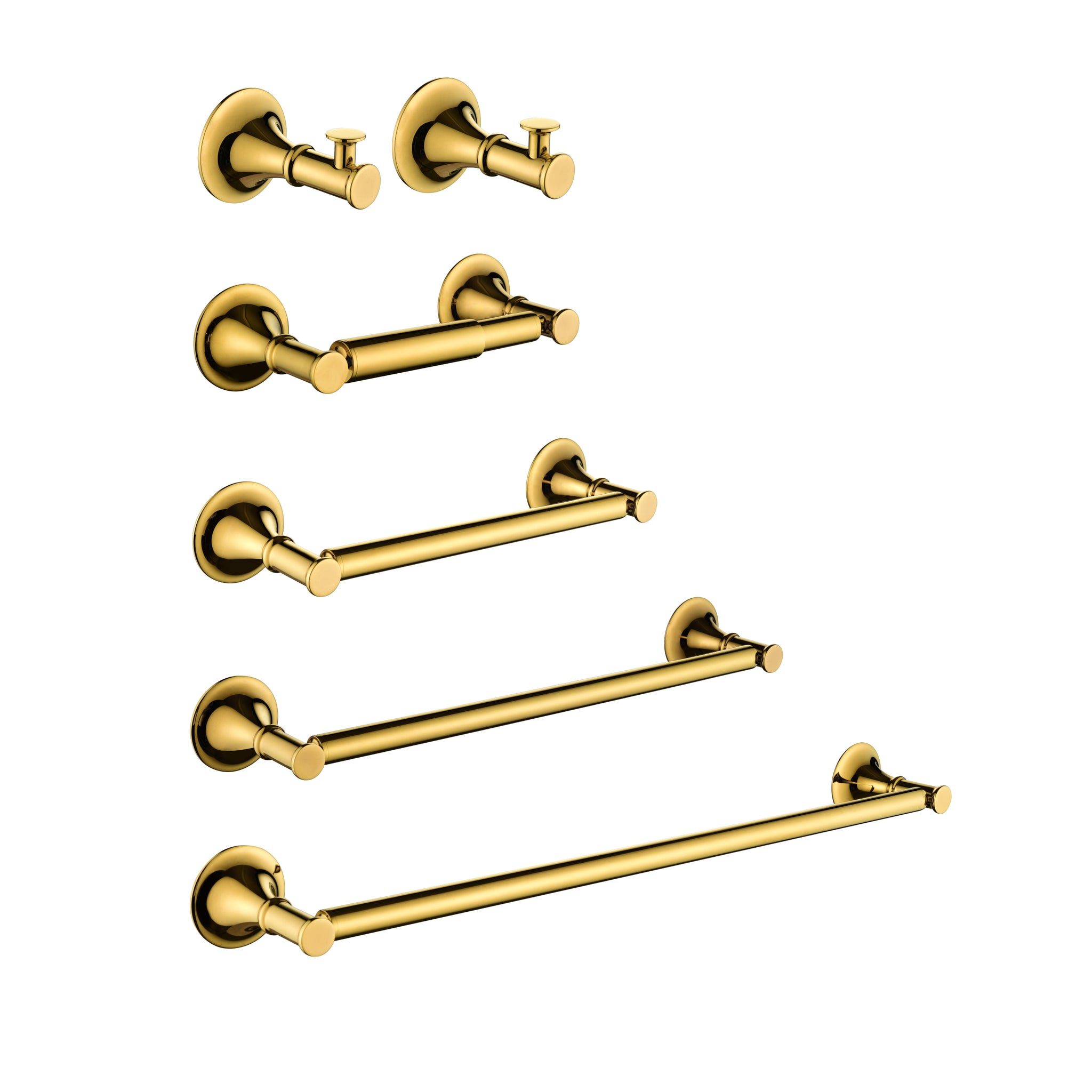 6 Piece Bathroom Towel Rack Set Wall Mount Gold Brass