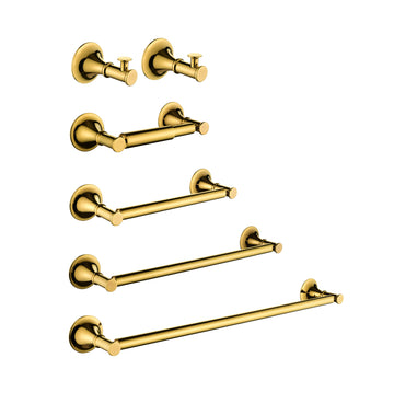 6 Piece Bathroom Towel Rack Set Wall Mount Gold Brass