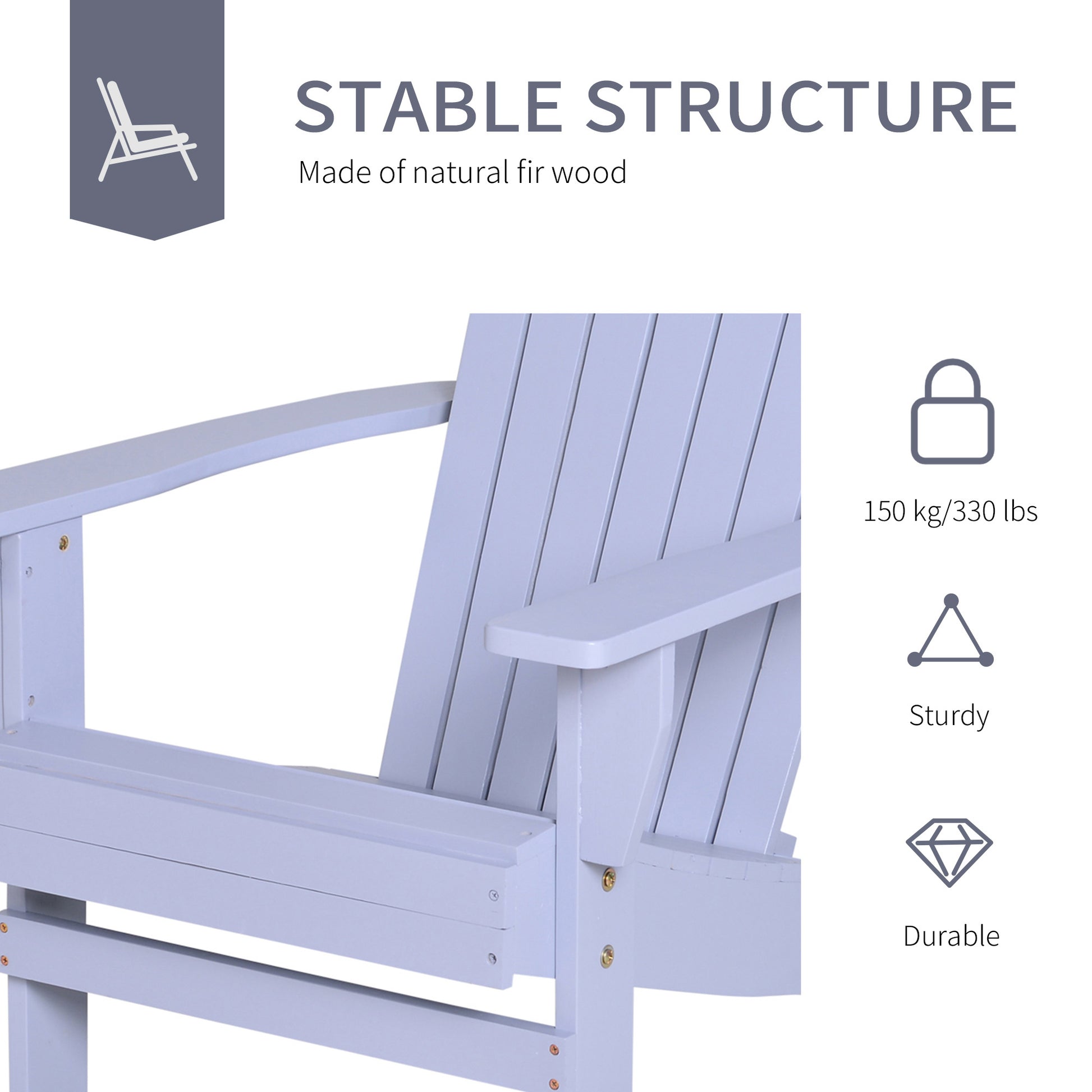 Wooden Adirondack Chair, Outdoor Patio Lawn Chair With Cup Holder, Weather Resistant Lawn Furniture, Classic Lounge For Deck, Garden, Backyard, Fire Pit, Gray Gray Wood
