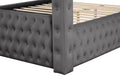 Monica Luxurious Four Poster King Bed Made With Wood In Gray Box Spring Not Required King Gray Wood Bedroom Modern Upholstered Velvet Wood