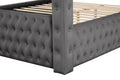 Monica Luxurious Four Poster Queen Bed Made With Wood In Gray Box Spring Not Required Queen Gray Wood Bedroom Modern Upholstered Velvet Wood