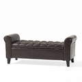 Hayes Armed Storage Bench Brown Pu