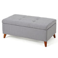 Storage Ottoman Light Grey Fabric