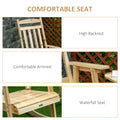 2 Pieces Wood Patio Bistro Set, Outdoor Rocking Chair Set With Armrests And High Back Rocking Chair And Portable Side Table, For Indoor, Outdoor, Patio, Backyard, Natural Natural Wood