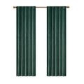 Room Darkening Poly Velvet Rod Pocket Back Tab Curtain Panel Pair 2 Pcs Window Panels Green Polyester