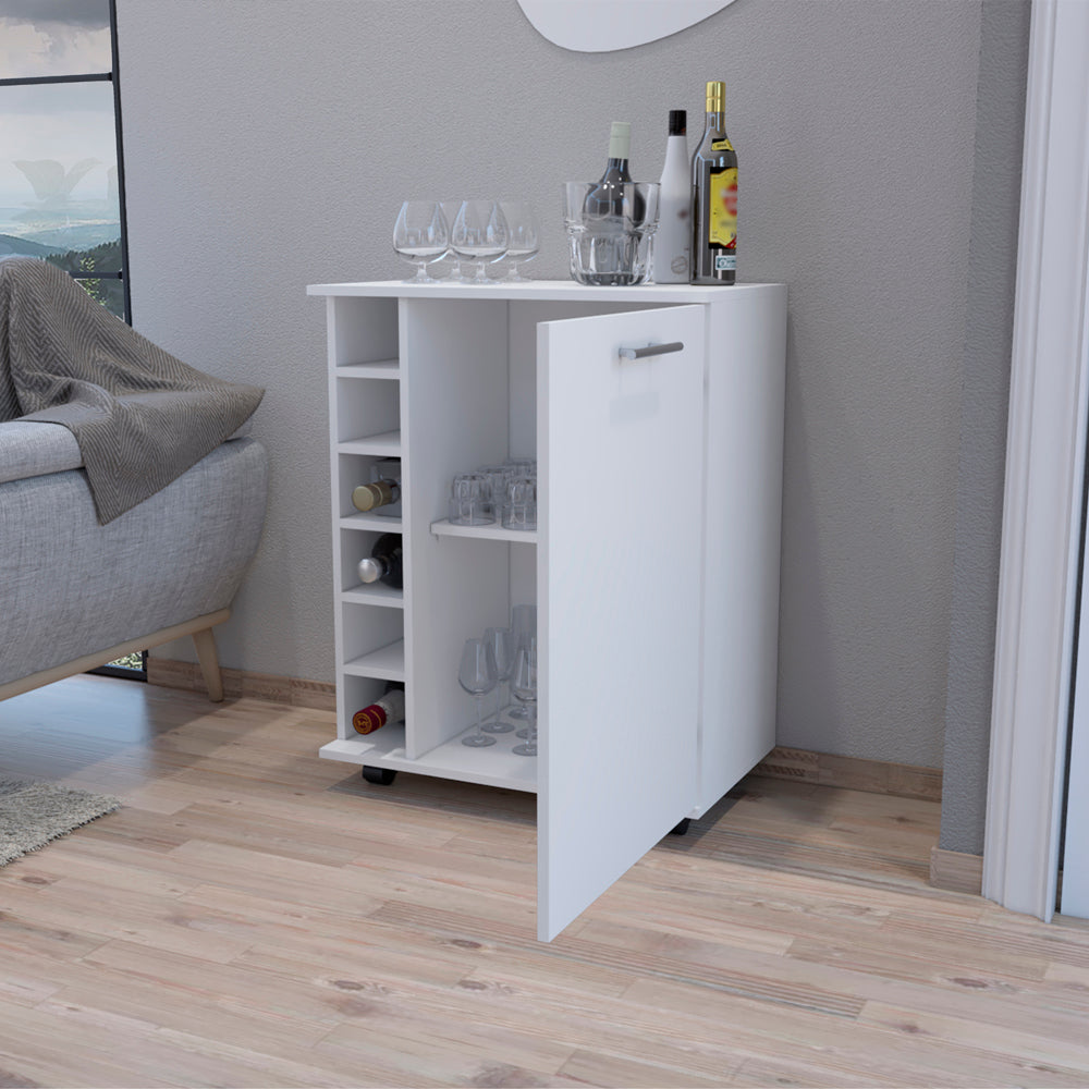 Bar Cart Cisco, Living Room, White White Particle Board Engineered Wood