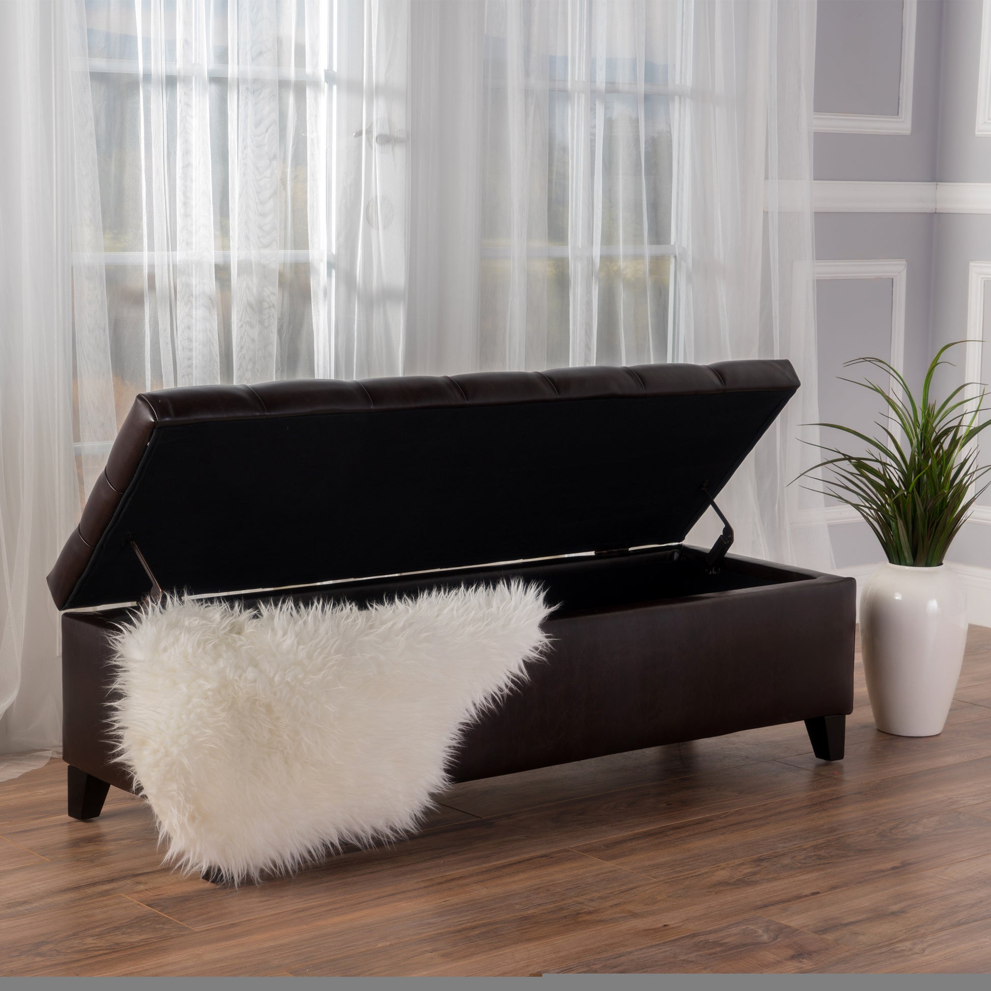 Glouster Storage Ottoman V2 Brown Pu