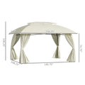 10' X 13' Patio Gazebo Canopy, Double Vented Roof, Steel Frame, Curtain Sidewalls, Outdoor Sun Shade Shelter For Garden, Lawn, Backyard, Deck, Beige Beige Steel