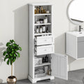 Tall Bathroom Storage Cabinet,Cabinet With One Door And Two Drawers, Freestanding Storage Adjustable Shelf, Mdf Board,White White Mdf